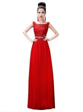 New Style Floor Length Empire Sleeveless Red Prom Party Dress Zipper