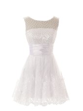 Sexy Scoop Sleeveless Beading and Lace Zipper Party Dress