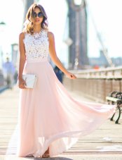 On Sale Scalloped Pink Zipper Pageant Dress Toddler Lace Sleeveless Floor Length