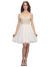 Dazzling White Sleeveless Chiffon Backless Juniors Party Dress for Prom and Party