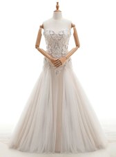 With Train White Wedding Gowns Sweetheart Sleeveless Brush Train Lace Up