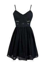 Mini Length Zipper Womens Party Dresses Black and In for Prom with Ruching
