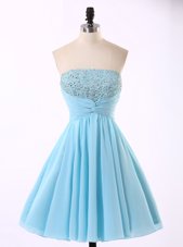 Great Sequins Mini Length A-line Sleeveless Blue Cocktail Dresses Zipper
