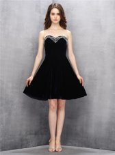 Low Price Black Sleeveless Satin Zipper Party Dress for Prom and Party