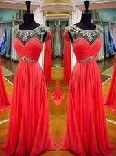 Cute Scoop Sleeveless Chiffon Prom Dress Sashes|ribbons Backless