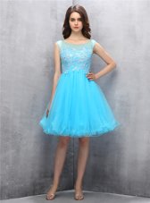 Scoop Knee Length A-line Sleeveless Blue Cocktail Dresses Zipper