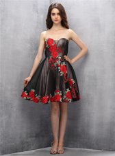 High Class Brown and Pink And Black Cocktail Dresses Prom and For with Appliques Sweetheart Sleeveless Zipper