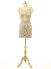 Affordable Scoop Sleeveless Backless Party Dress for Toddlers Champagne Elastic Woven Satin