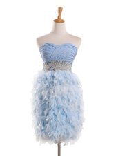 Fancy Chiffon Sweetheart Sleeveless Zipper Beading Party Dresses in Light Blue