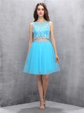 Scoop Sleeveless Backless Knee Length Beading Cocktail Dresses