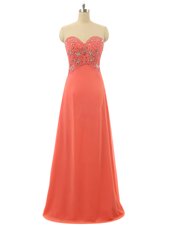 Classical Watermelon Red Prom Evening Gown Prom and Party and For with Beading Sweetheart Sleeveless Lace Up