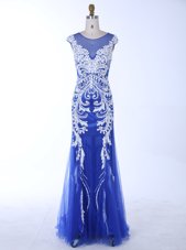 Sophisticated Sequins Mermaid Prom Dresses Champagne Scoop Sequined Cap Sleeves Floor Length Zipper