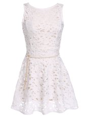 Scoop Sleeveless Cocktail Dress Mini Length Appliques Grey Tulle