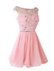 Knee Length A-line Sleeveless Pink Club Wear Zipper