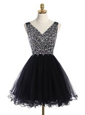 Black Sleeveless Tulle Zipper Cocktail Dress for Prom