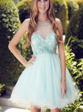 Latest Scoop Sleeveless Organza Club Wear Beading and Ruching Zipper