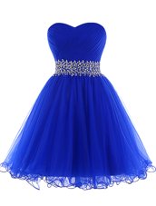 Cheap Royal Blue Scoop Backless Beading Party Dress for Girls Sleeveless