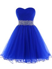 Royal Blue Teens Party Dress Prom and For with Beading Sweetheart Sleeveless Lace Up