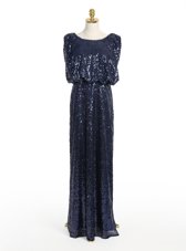 Navy Blue Zipper Scoop Sequins Homecoming Dress Sequined Sleeveless