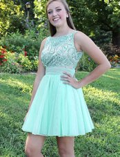 Sleeveless Backless Mini Length Beading and Bowknot Cocktail Dresses