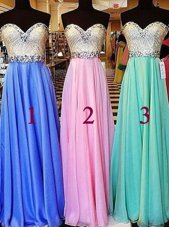 Fantastic Chiffon Sleeveless Floor Length Homecoming Dress and Beading