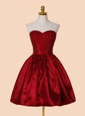 Sleeveless Lace Up Knee Length Beading Party Dresses