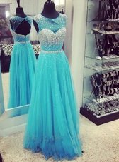 High End Mermaid Sleeveless Sweep Train Beading Zipper Prom Dresses