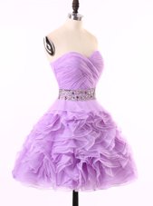 New Arrival Lavender Sweetheart Neckline Beading and Ruching Party Dress Wholesale Sleeveless Zipper