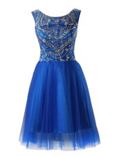 Scoop Sleeveless Zipper Cocktail Dresses Royal Blue Tulle