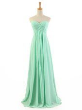 Graceful Apple Green Sweetheart Zipper Ruffles Evening Dress Sleeveless
