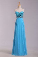 Sleeveless Beading and Belt Zipper Prom Dress