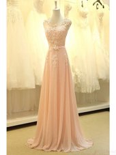 Exceptional Scoop Sleeveless Organza Lace and Belt Sweep Train Zipper