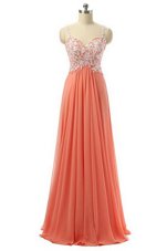Empire Dress for Prom Watermelon Red Spaghetti Straps Organza Sleeveless Floor Length Zipper