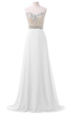 Low Price Floor Length Ball Gowns Sleeveless White Evening Dress Lace Up