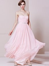 Baby Pink Prom Evening Gown Prom and Party and For with Beading Sweetheart Sleeveless Zipper