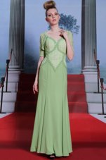 Beauteous Spaghetti Straps Cap Sleeves Chiffon Homecoming Dress Beading and Lace Side Zipper