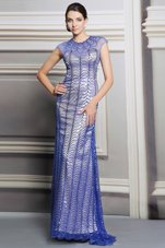 New Arrival Scoop Sleeveless Beading and Sequins Backless Prom Dresses
