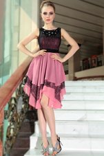 Edgy Asymmetrical Pink And Black Club Wear Scoop Sleeveless Side Zipper
