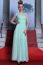 Glorious Scoop Sleeveless Side Zipper Prom Dresses Apple Green Chiffon