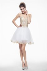 Modest Sweetheart Sleeveless Club Wear Knee Length Beading and Lace White Chiffon