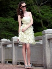 Sweetheart Sleeveless Chiffon Party Dresses Beading and Ruffles Zipper