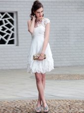 Admirable One Shoulder Organza Sleeveless Mini Length Cocktail Dress and Lace and Ruffles