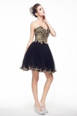 Modern Beading and Lace Party Dresses Black Side Zipper Sleeveless Knee Length