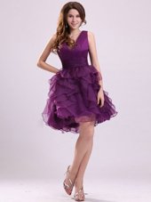 Custom Made Sleeveless Zipper Floor Length Ruffles Cocktail Dress