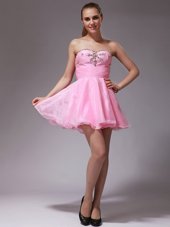 Mini Length A-line Sleeveless Pink Club Wear Zipper