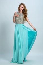 Shining Scoop Sleeveless Brush Train Backless With Train Beading Prom Dresses