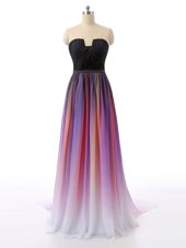 Ruching Homecoming Dress Multi-color Zipper Sleeveless Sweep Train