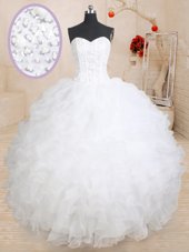 Satin and Organza Sleeveless Floor Length Quinceanera Dresses and Beading and Appliques and Pick Ups