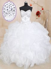 Royal Blue Tulle Lace Up Ball Gown Prom Dress Sleeveless Floor Length Beading and Appliques