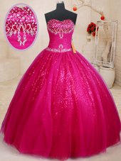 Sleeveless Beading and Sequins Lace Up Sweet 16 Dresses